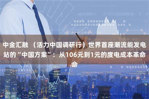 中金汇融 （活力中国调研行）世界首座潮流能发电站的“中国方案”：从106元到1元的度电成本革命