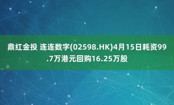 鼎红金投 连连数字(02598.HK)4月15日耗资99.7万港元回购16.25万股